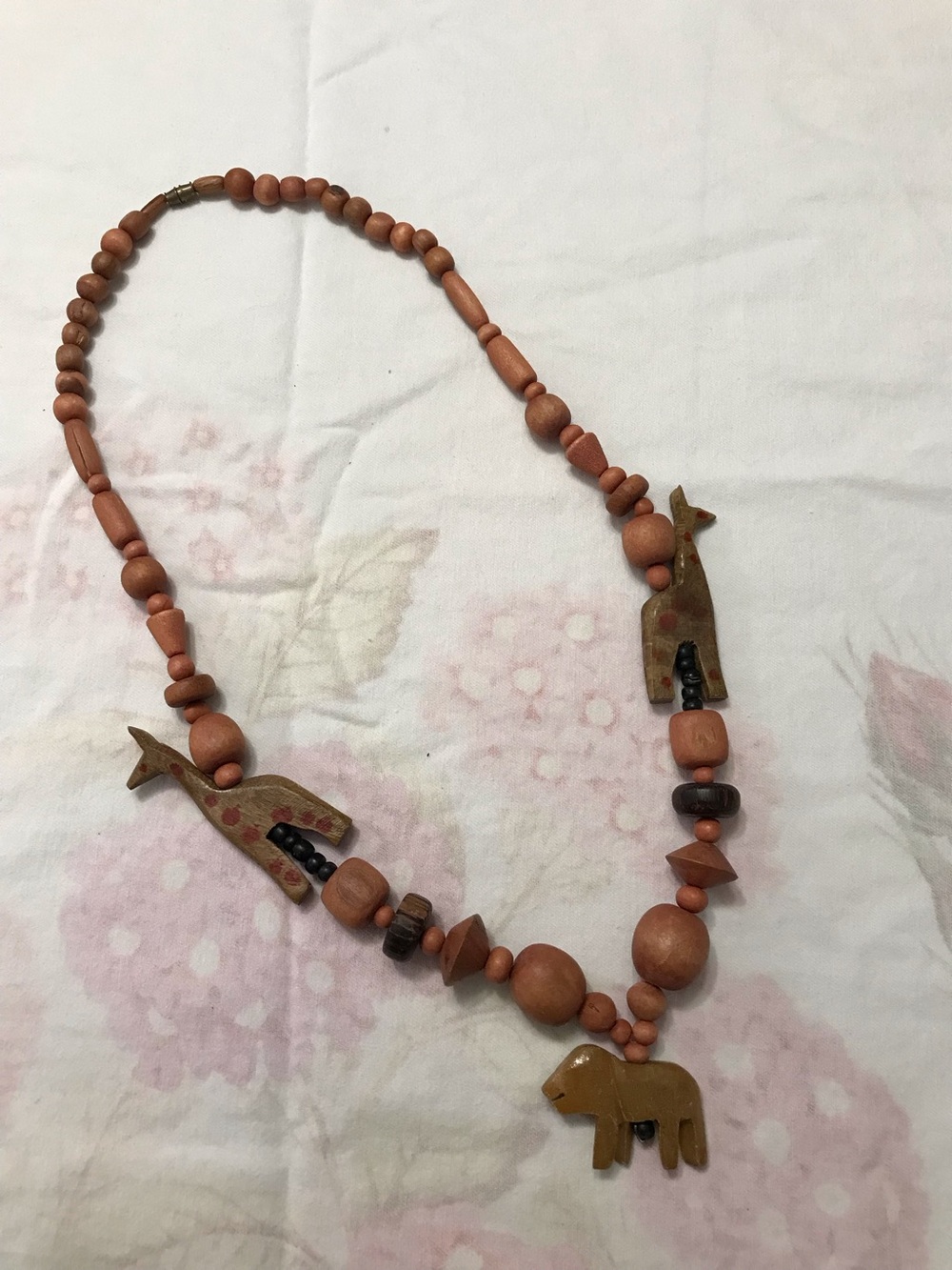 Light Brown Wooden Statement Animal Zoo Lion Jungle Necklace 26”